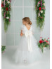 Ivory Lace Tulle Ankle Length Flower Girl Dress